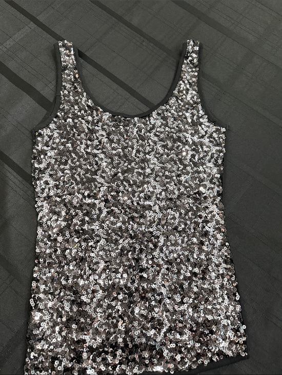 MM Couture Tops - MM Couture Silver Sequin Tank Top